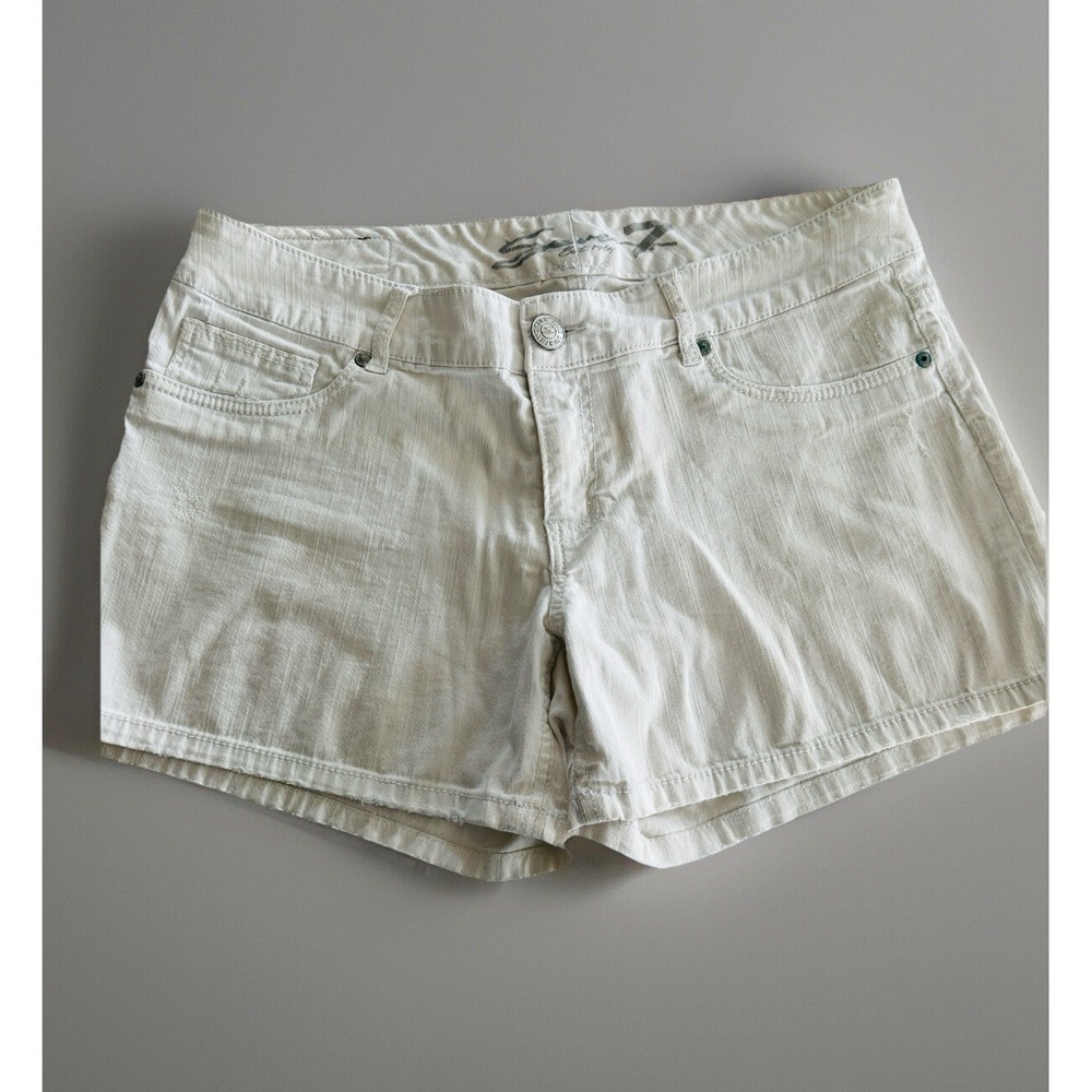 Seven7 Denim Shorts Women 14 Low Rise Mini White Denim 2000s Y2k‎